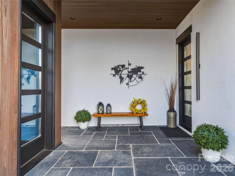 Exterior details and patio area of a home in , Asheville (Image 24).