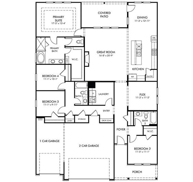 2D floor plan layout for the Foxwood by Meritage Homes in Vines at Mill Creek - Legacy Series, Braselton, GA (Image 3).