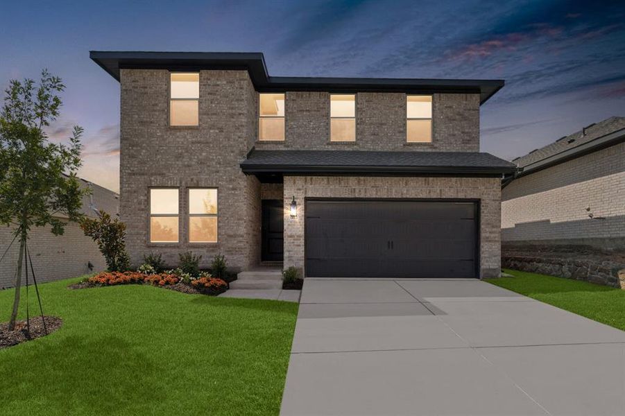 Front exterior of a new home in Aspire at Noble Ridge, Howe, TX, highlighting curb appeal (Image 1). Front exterior of a new home in Aspire at Noble Ridge, Howe, TX, highlighting curb appeal (Image 1).