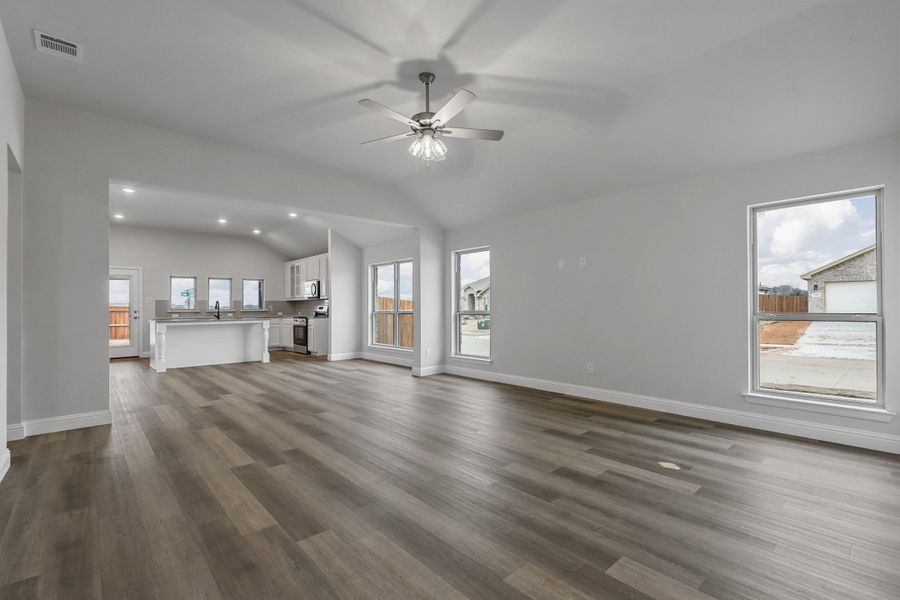 Representative unfurnished interior of a home built from the Devin by Cheldan Homes in Sunset Ridge, Keene (Image 25). Representative unfurnished interior of a home built from the Devin by Cheldan Homes in Sunset Ridge, Keene (Image 25).