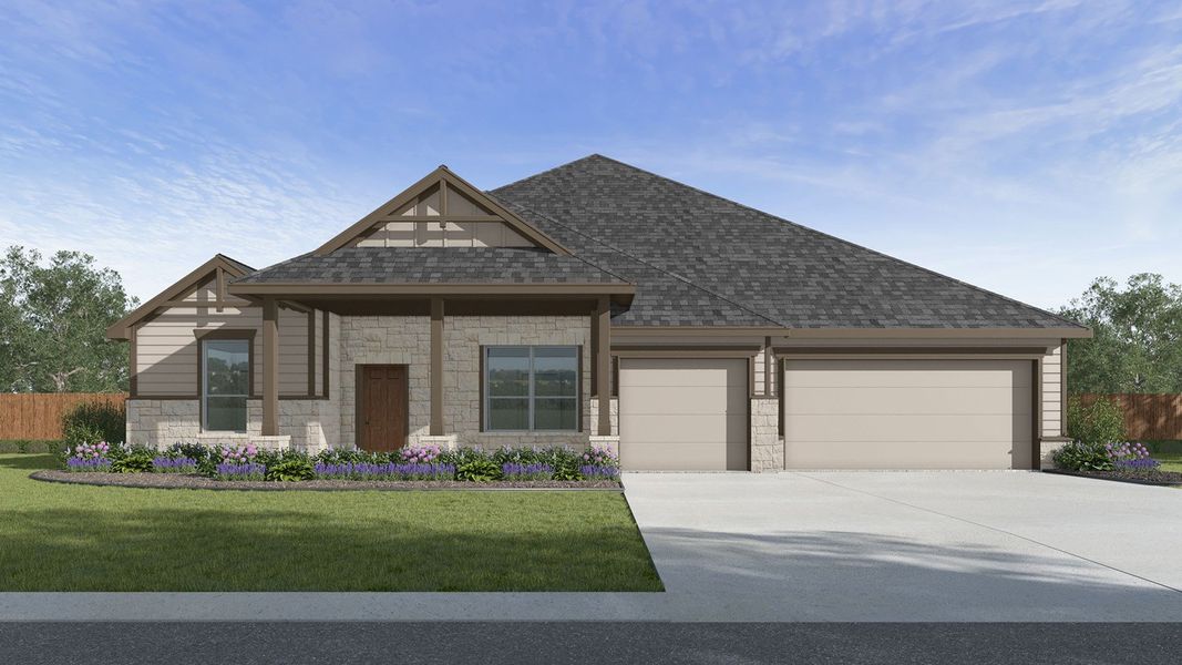 Front exterior of a new home in The Woods, Lumberton, TX, highlighting curb appeal (Image 2). Front exterior of a new home in The Woods, Lumberton, TX, highlighting curb appeal (Image 2).