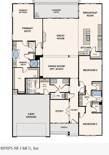 2D floor plan layout of this home in The Cypress Series at Reserve East, Flagler Beach, FL (Image 3).