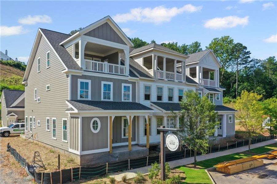 Front exterior of a new home in , Ball Ground, GA, highlighting curb appeal (Image 30). Front exterior of a new home in , Ball Ground, GA, highlighting curb appeal (Image 30).