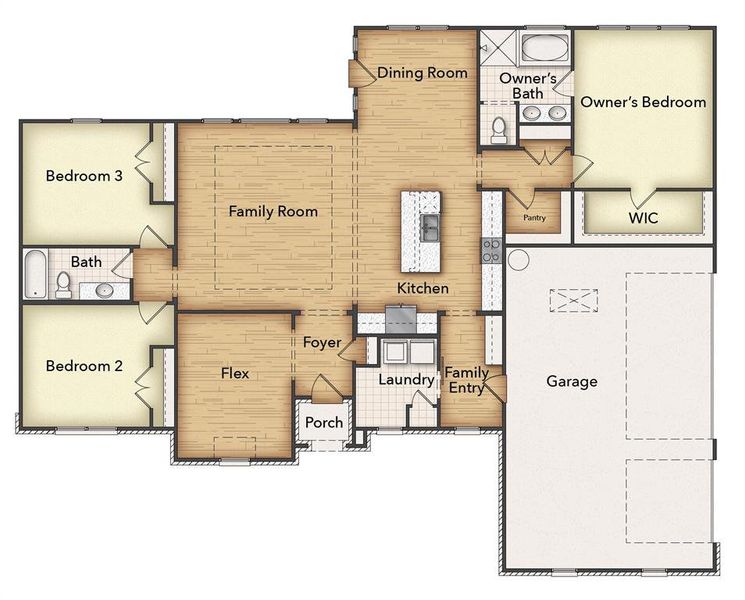 2D floor plan layout of this home in Fairview Meadows, New Fairview, TX (Image 5).