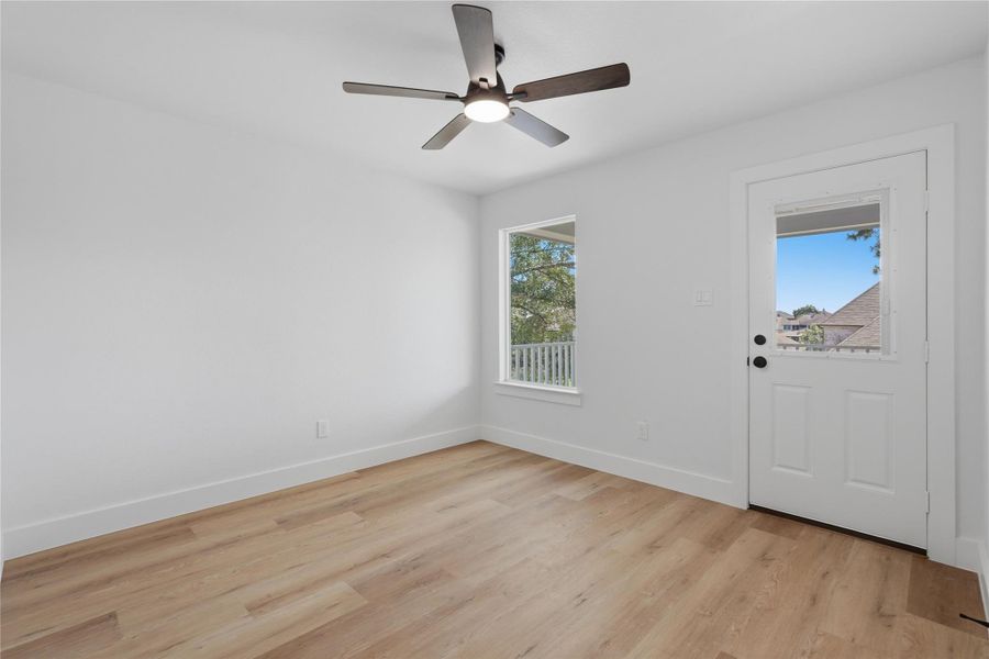 Secondary bedroom has an exterior door to the rear-facing second floor balcony. Unlimited value placed on the beatifully mature trees in the backyard. Secondary bedroom has an exterior door to the rear-facing second floor balcony. Unlimited value placed on the beatifully mature trees in the backyard.