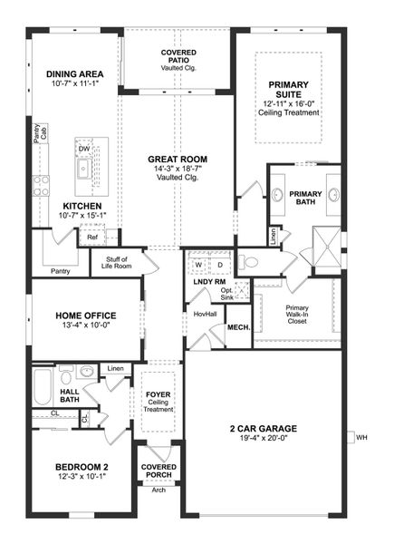 2D floor plan layout for the Astaire by K. Hovnanian® Homes in K. Hovnanian's® Four Seasons at Wylder, Port St. Lucie, FL (Image 4).