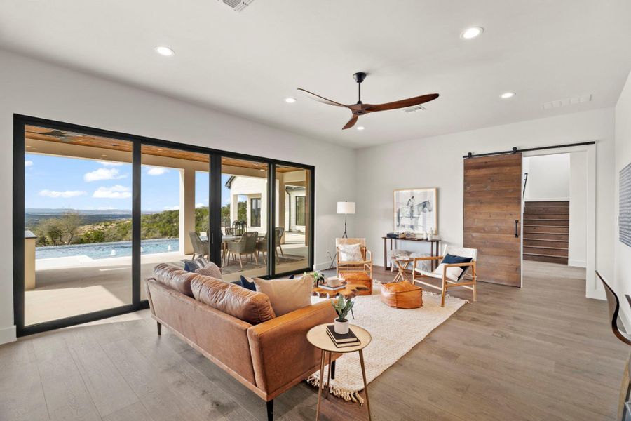 Super cool media/entertaining room on main level.