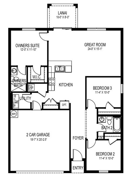 2D floor plan layout for the Boardwalk by D.R. Horton in Gulf Cove, Port Charlotte, FL (Image 2).