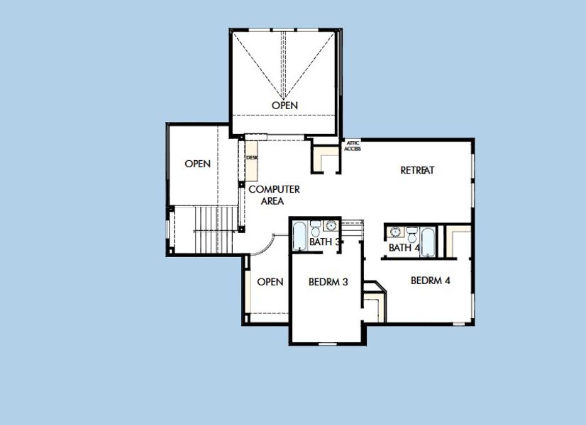 2D floor plan layout for the The Connolly by David Weekley Homes in Prairieland Village 60' Homesites, Cypress, TX (Image 4).