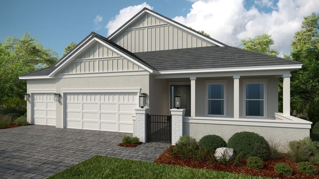 Representative exterior photo of a completed home built from the Cresta by Taylor Morrison in Esplanade at McKinnon Groves, Winter Garden, FL (Image 2).