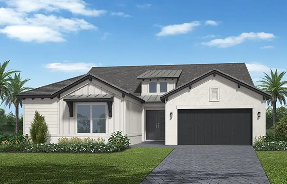 Representative exterior photo of a completed home built from the Kingfisher Grand by Minto Communities in Westlake, Loxahatchee, FL (Image 16).