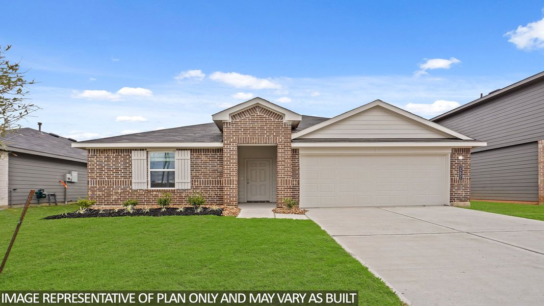 Representative exterior photo of a completed home built from the Texas Cali by D.R. Horton in Grand Pines, Magnolia, TX (Image 17). Representative exterior photo of a completed home built from the Texas Cali by D.R. Horton in Grand Pines, Magnolia, TX (Image 17).