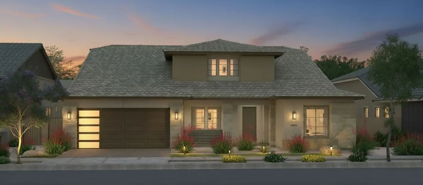 Representative exterior photo of a completed home built from the Spud Point by Fulton Homes in Sonoma Coast, Queen Creek, AZ (Image 7). Representative exterior photo of a completed home built from the Spud Point by Fulton Homes in Sonoma Coast, Queen Creek, AZ (Image 7).
