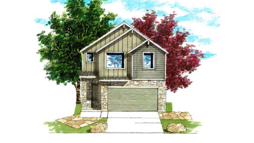 Representative rendering of the exterior for the 1949 by Texas Homes (Image 6).