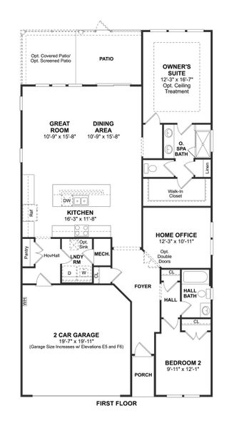 2D floor plan layout for the Donegal by K. Hovnanian® Homes in K. Hovnanian's® Four Seasons at Carolina Oaks, Bluffton, SC (Image 3).