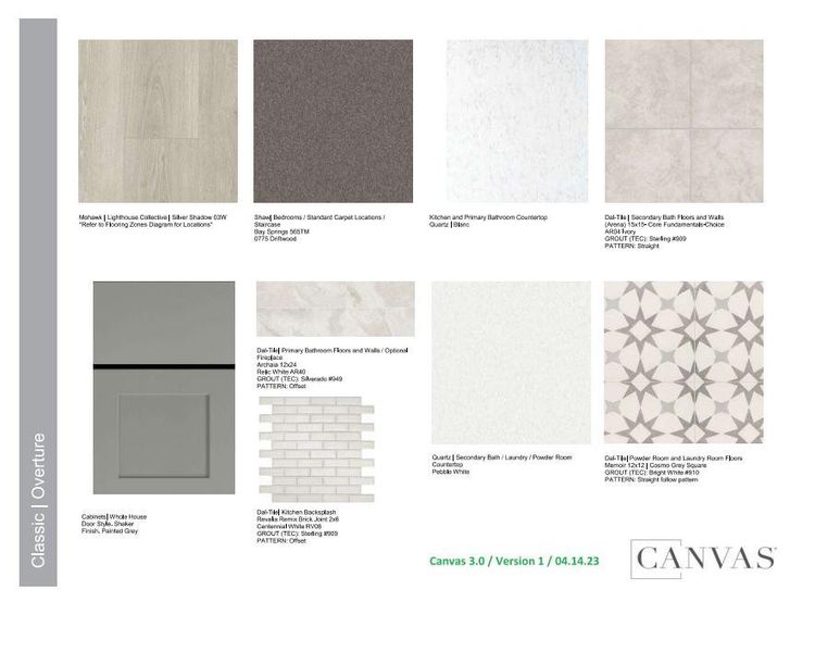 Design Selections.  Home is under construction and selections are subject to change.