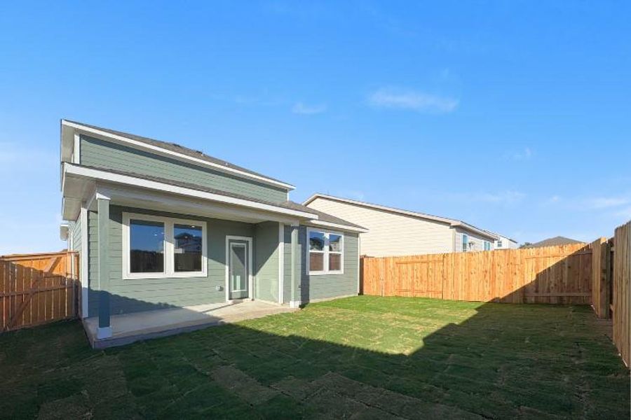Exterior details and patio area of a home in Eastwood at Sonterra, Jarrell (Image 3).