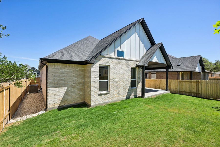 Exterior details and patio area of a home in Persimmon, Buda (Image 15). Exterior details and patio area of a home in Persimmon, Buda (Image 15).
