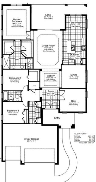 2D floor plan layout of this home in Boca Royale Golf & Country Club at Wellen Park, Englewood, FL (Image 5).