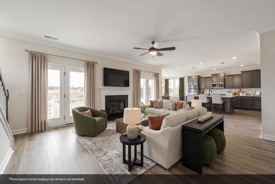 Furnished interior view inside a new home in Ridgecrest at Midway, Anderson (Image 9). Furnished interior view inside a new home in Ridgecrest at Midway, Anderson (Image 9).