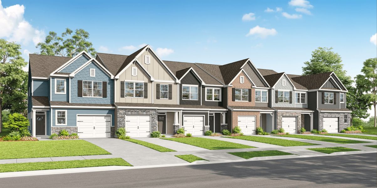 Representative exterior photo of a completed home built from the Ashland by Eastwood Homes in Blythe Mill Townhomes, Waxhaw, NC (Image 9). Representative exterior photo of a completed home built from the Ashland by Eastwood Homes in Blythe Mill Townhomes, Waxhaw, NC (Image 9).