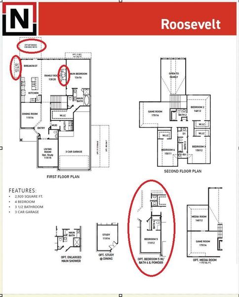2D floor plan layout of this home in Sienna Village of Anderson Springs 50', Missouri City, TX (Image 3).