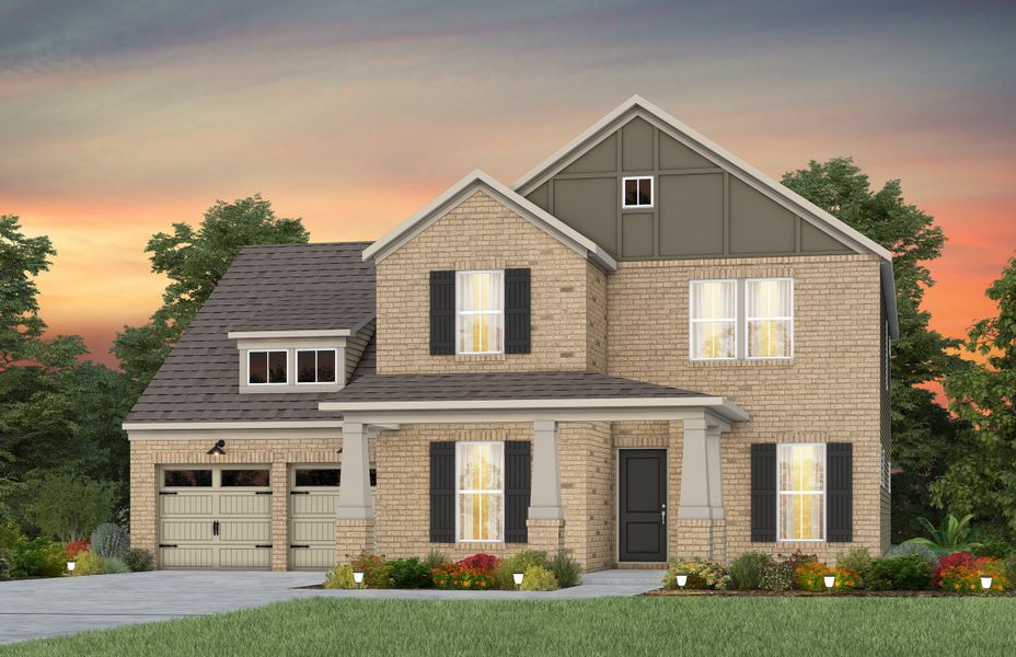 Front exterior of a new home in Riverstone, Monroe, NC, highlighting curb appeal (Image 24).