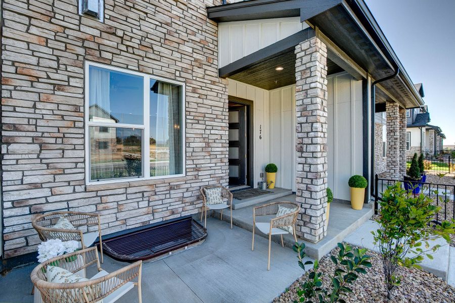 Representative exterior details of a home built from the The Barrington 2 by Landmark Homes in Highlands at Fox Hill, Longmont (Image 3). Representative exterior details of a home built from the The Barrington 2 by Landmark Homes in Highlands at Fox Hill, Longmont (Image 3).
