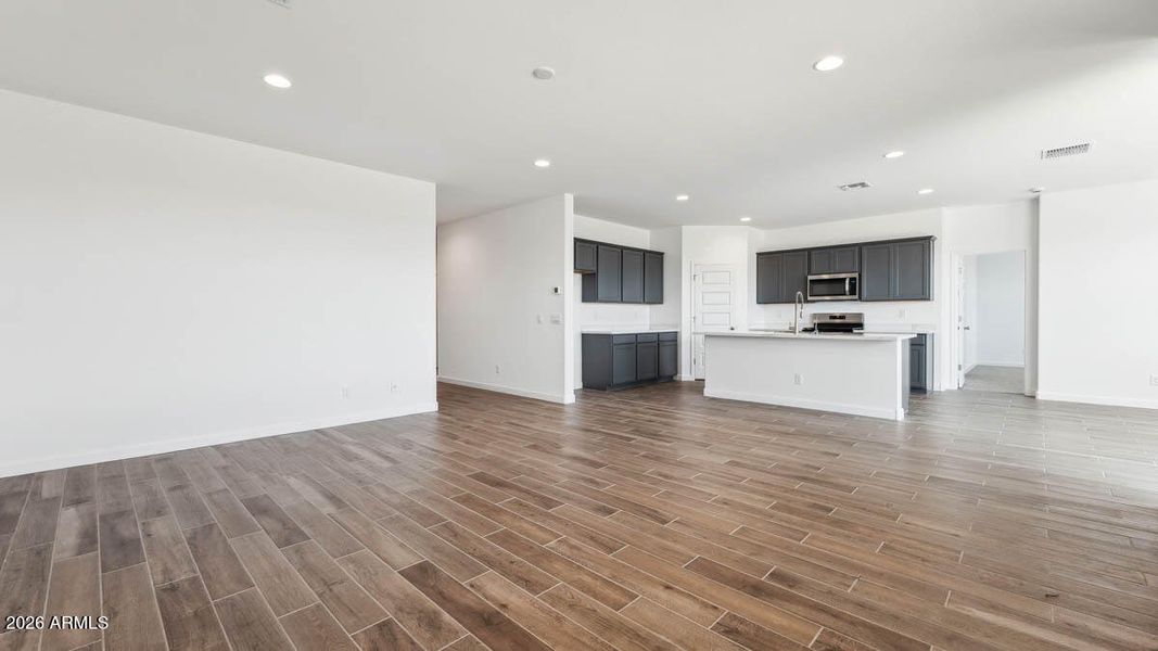 Courtland great room and kitchen