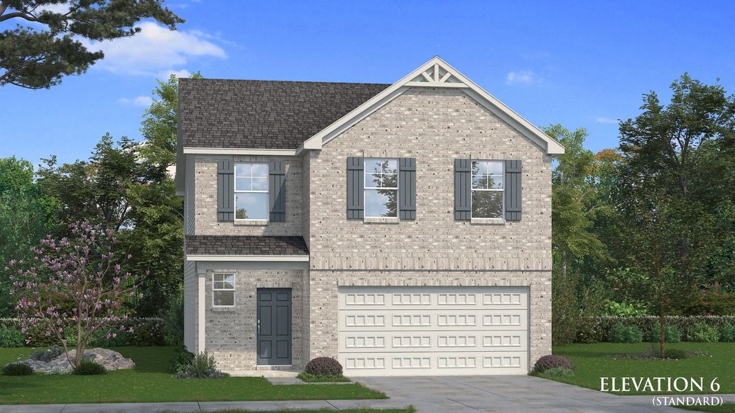 Representative exterior photo of a completed home built from the Zoey II by DRB Homes in Abbotts Crossing, Conyers, GA (Image 20). Representative exterior photo of a completed home built from the Zoey II by DRB Homes in Abbotts Crossing, Conyers, GA (Image 20).