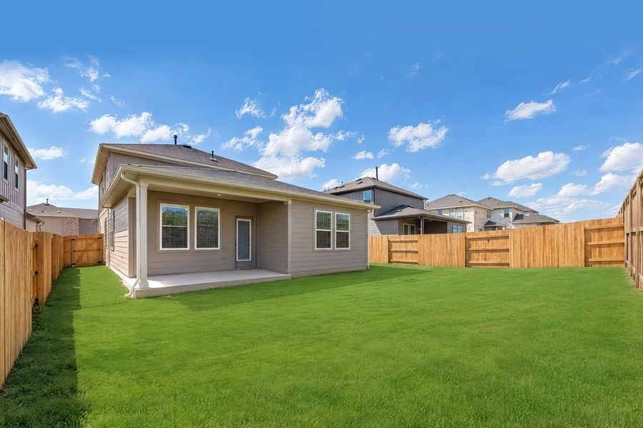 Exterior details and patio area of a home in Sunfield, Buda (Image 26).