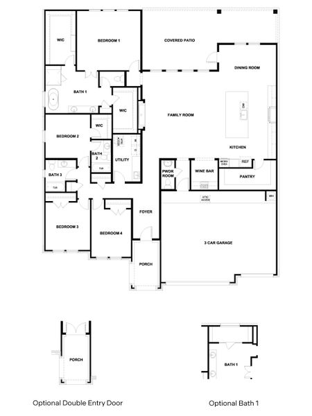 2D floor plan layout for the The Azle by D.R. Horton in Sola Vista at West Cypress Hills, Briarcliff, TX (Image 3).