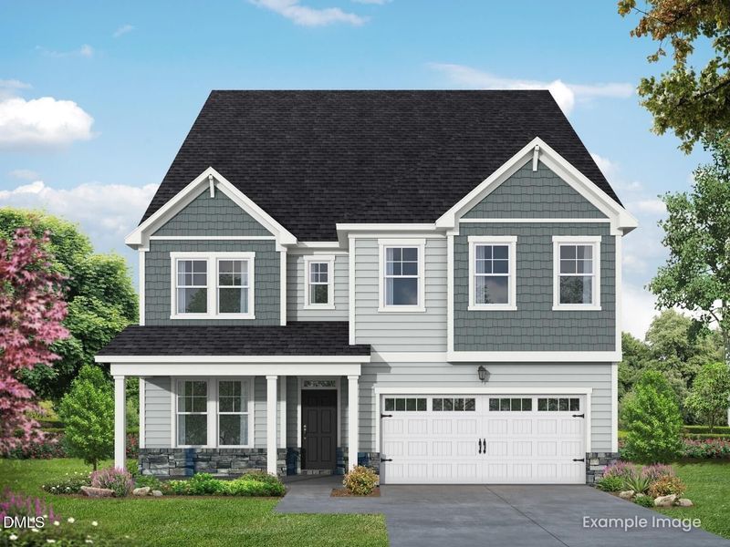 Front exterior of a new home in Wendell Ridge, Wendell, NC, highlighting curb appeal (Image 2). Front exterior of a new home in Wendell Ridge, Wendell, NC, highlighting curb appeal (Image 2).