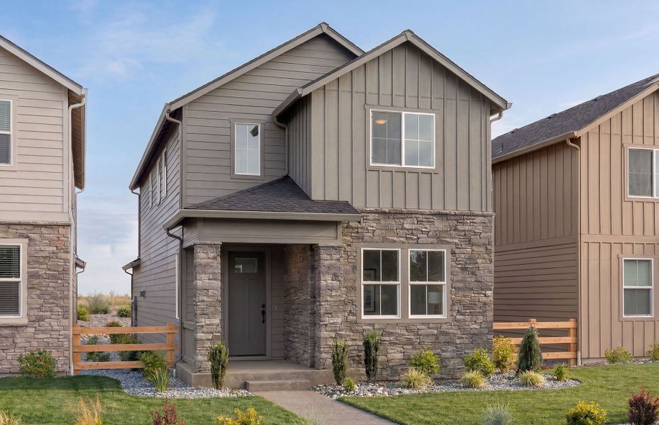 Representative exterior photo of a completed home built from the Perry by Pulte Homes in Strata, Dacono, CO (Image 13). Representative exterior photo of a completed home built from the Perry by Pulte Homes in Strata, Dacono, CO (Image 13).