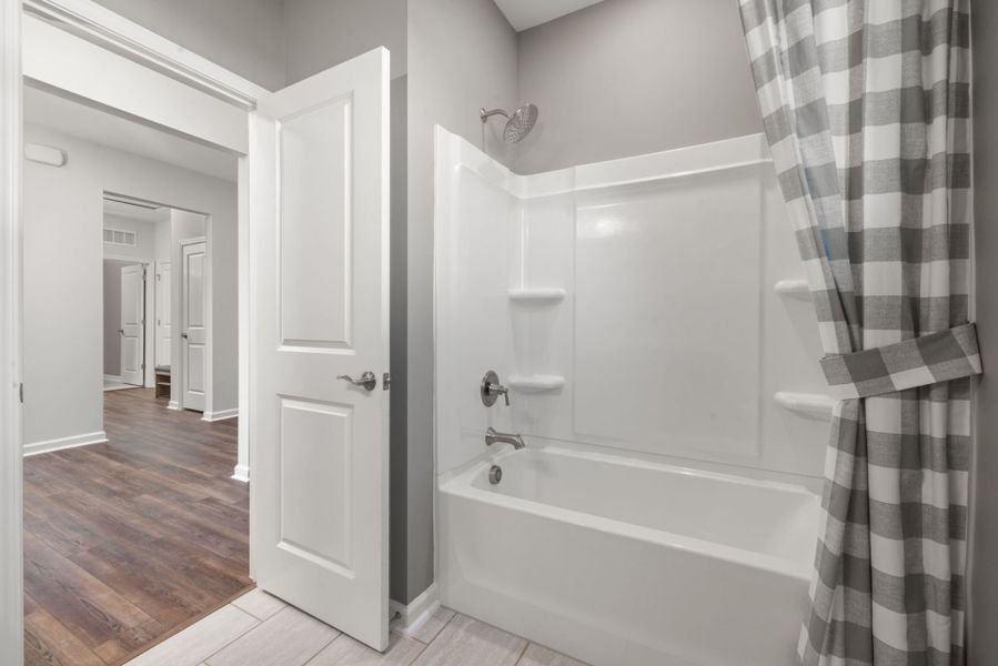 Furnished interior view inside a new home in Exchange at 401, Raleigh (Image 18).