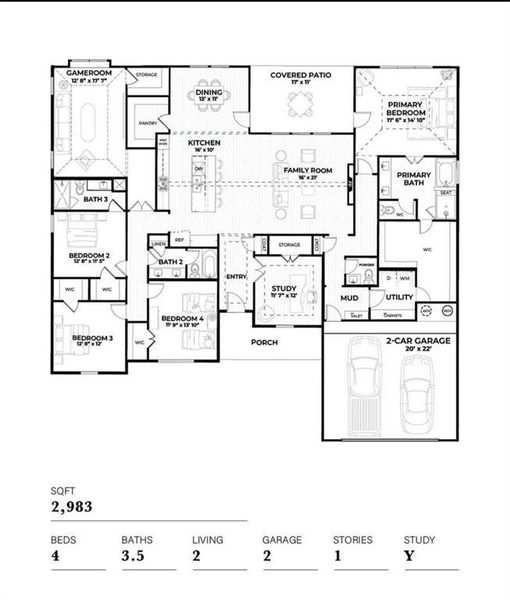 2D floor plan layout of this home in Calhoun Acres, Azle, TX (Image 5).