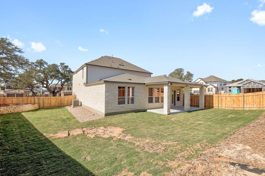 Exterior details and patio area of a home in River Bluff, Leander (Image 3).