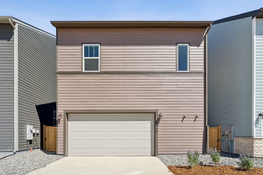 Exterior details and patio area of a home in Baseline Peaks Collection, Broomfield (Image 3).