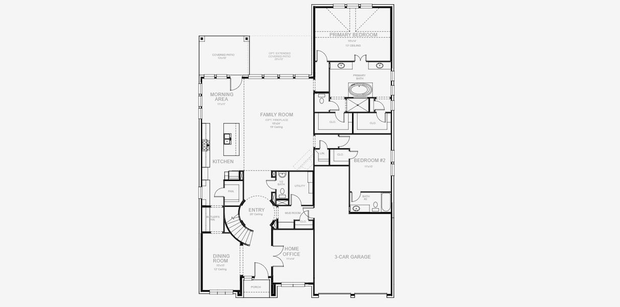 2D floor plan layout for the 4016W by Perry Homes in Windborne 100', Converse, TX (Image 4).
