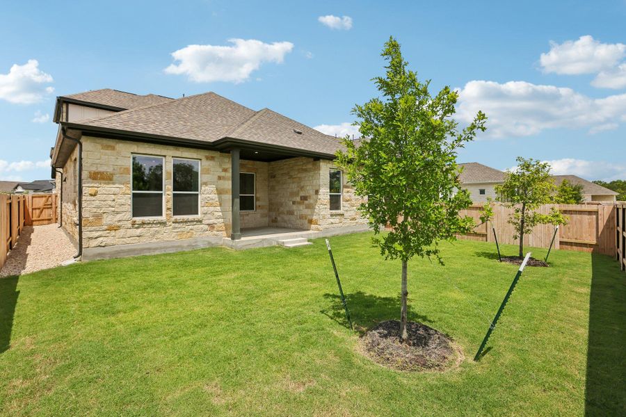 Exterior details and patio area of a home in Persimmon, Buda (Image 4). Exterior details and patio area of a home in Persimmon, Buda (Image 4).