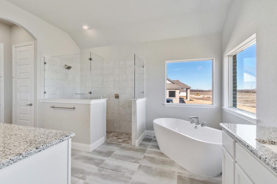 Primary Bathroom | Concept 2915 at The Meadows in Gunter, TX by Landsea Homes