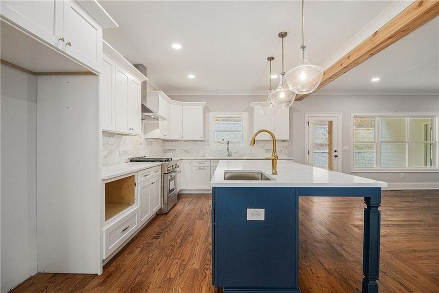 Furnished interior view inside a new home in , White (Image 19).