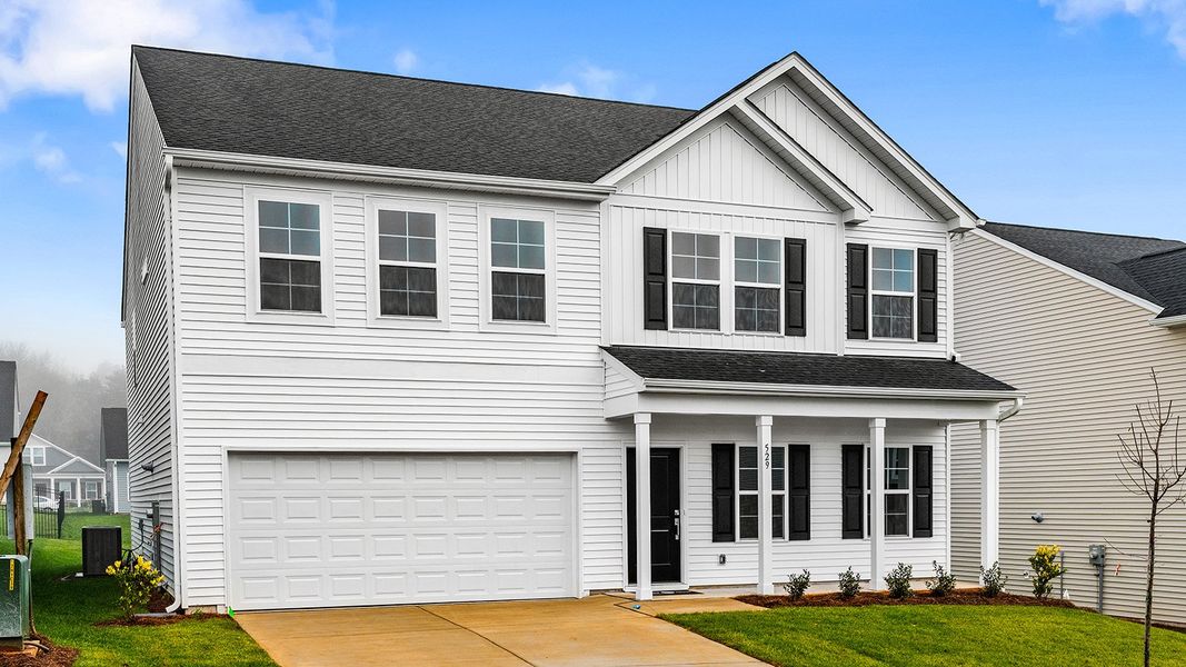 Front exterior of a new home in Hanes Lake, Winston-Salem, NC, highlighting curb appeal (Image 22).