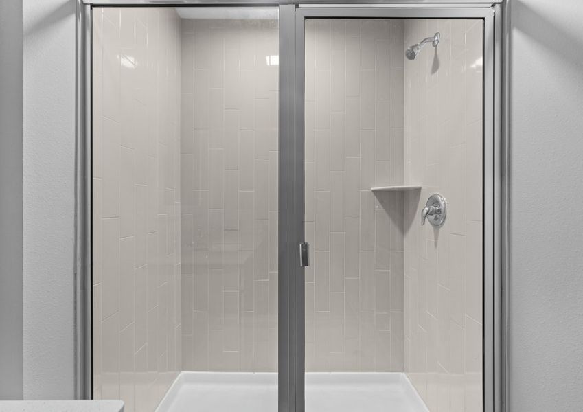 The master bath includes a glass-enclosed shower! The master bath includes a glass-enclosed shower!