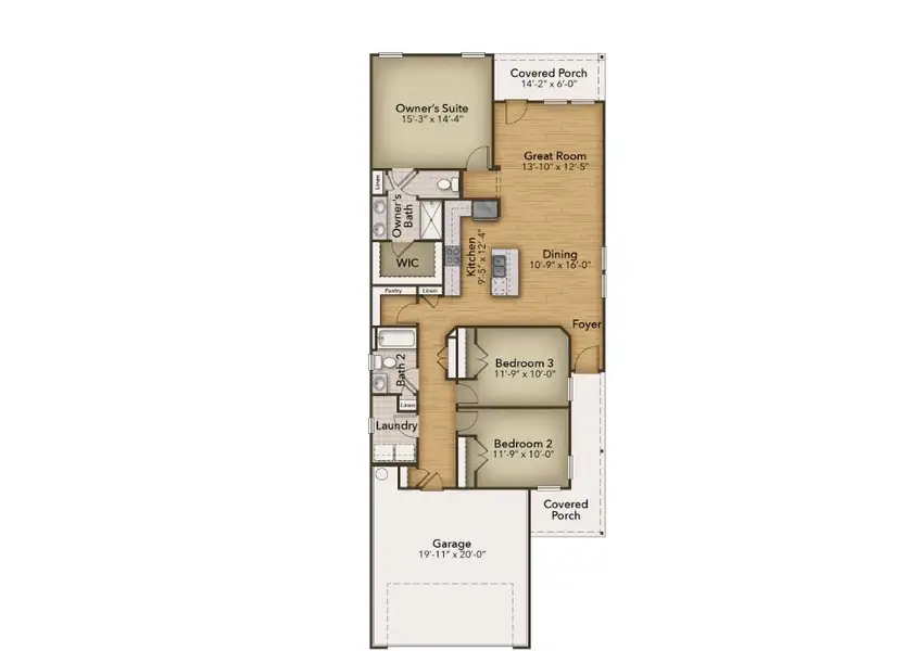 2D floor plan layout for the The Sunflower by Chesapeake Homes in Coastal Club of the Carolinas, Calabash, NC (Image 3).