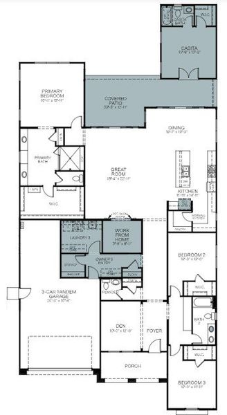 2D floor plan layout of this home in Palo Verde at North Creek, Queen Creek, AZ (Image 3).