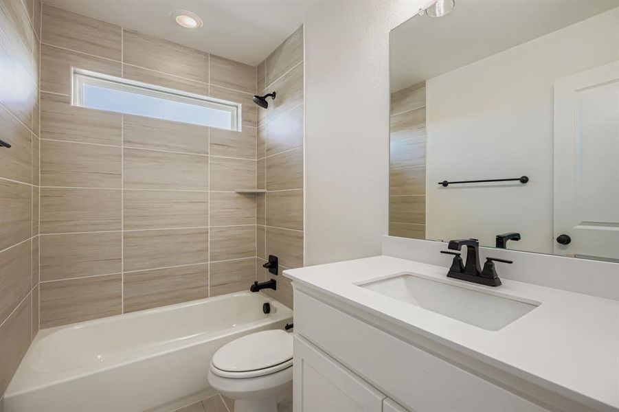 Full bathroom with vanity and shower combination Full bathroom with vanity and shower combination