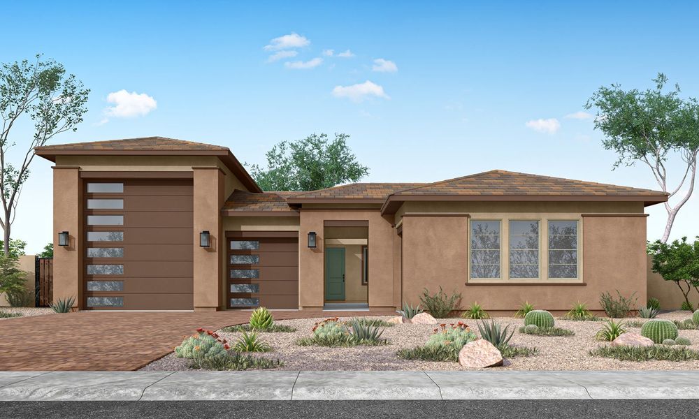 Representative exterior photo of a completed home built from the Iris Plan 60-1 by Tri Pointe Homes in Navarre at Abel Ranch, Goodyear, AZ (Image 2).