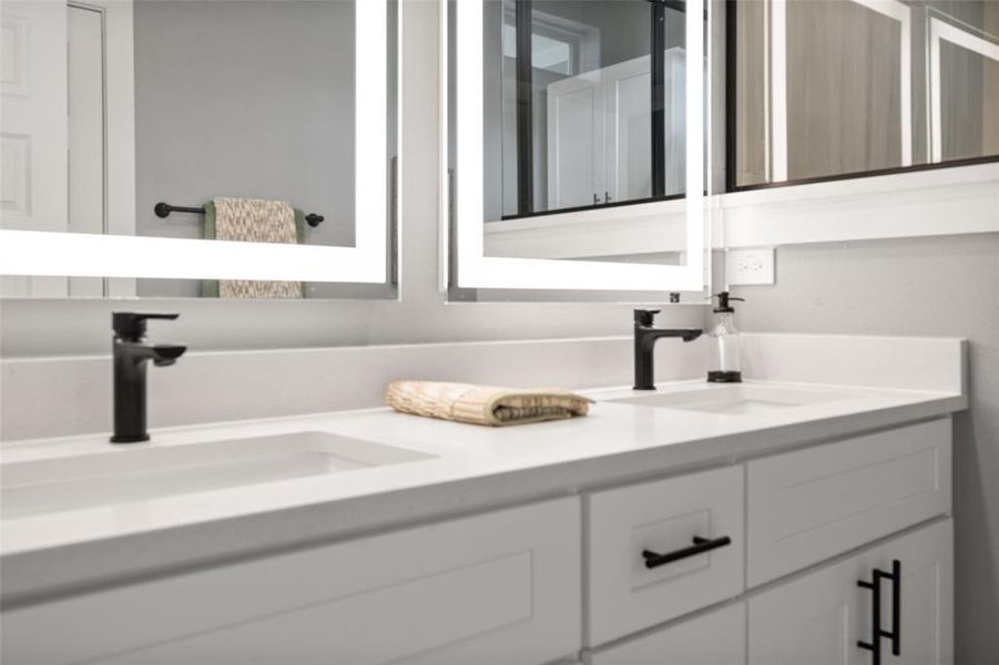 Master bathroom with dual sinks