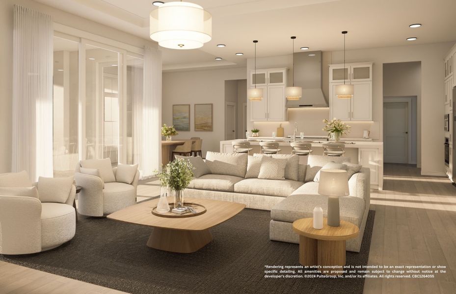 Representative furnished interior of a home built from the Ellington Grande by DiVosta in Amara, Lake Worth (Image 5).